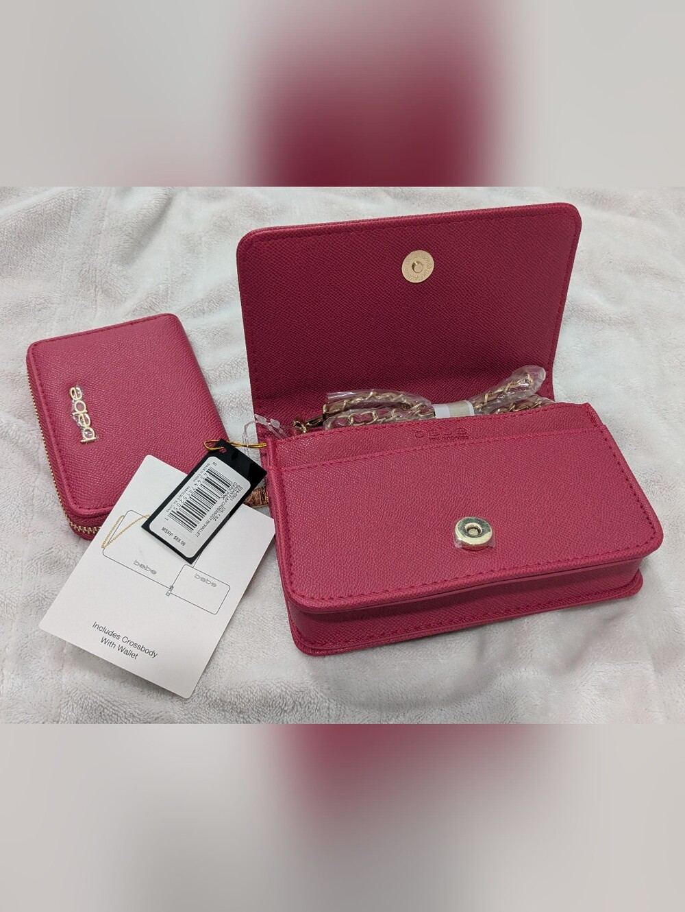 Studded Pink Leather Crossbody W/ Wallet - Bebe